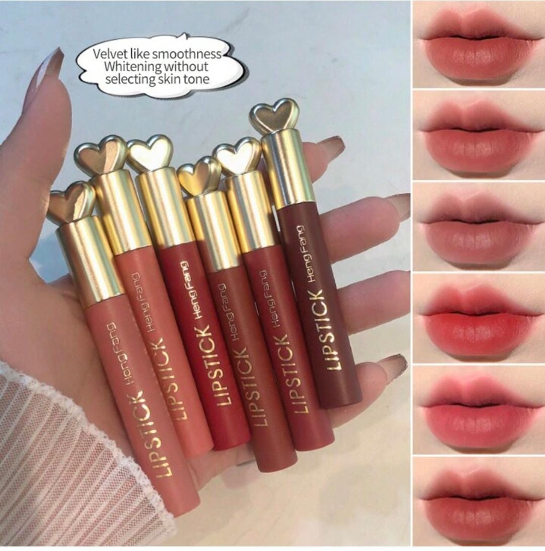 HENG FENG Heart beat Color Matte Lipstick box 6pcs For Girls & Women