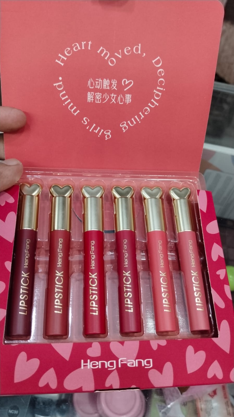 HENG FENG Heart beat Color Matte Lipstick box 6pcs For Girls & Women