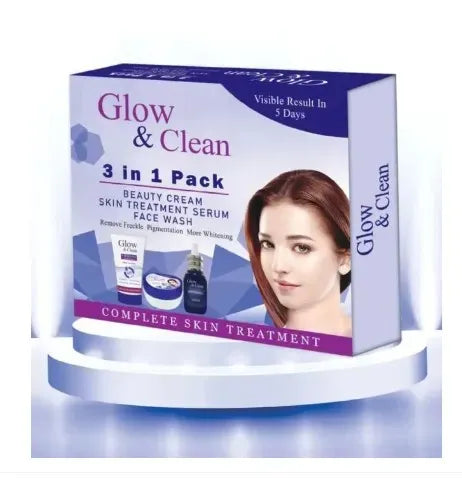 Glow and Clean Beauty Cream, Face Wash, Serums 3 in 1 Pack
