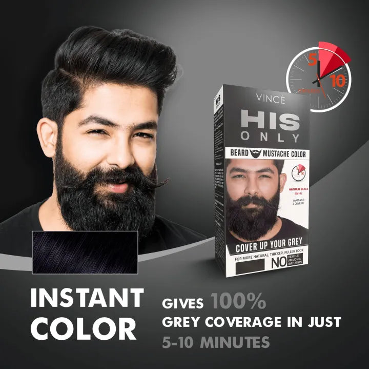 Vincey His Only Natural Black - Beard & Mustache Color