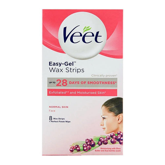 Pack Of 2 Veet Easy-Gel Face Wax Strips, For Normal Skin,( 8pieces in Each Pack)