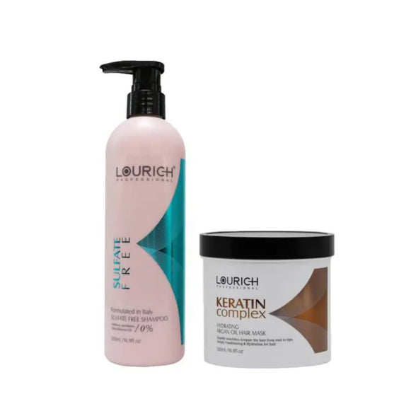 Lourich Sulfate Free Shampoo & Keratin Hair Mask Complex Pack of 2 -500ml