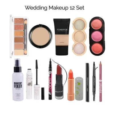 12 Wedding Makeup Deals Foundation + Concealer + Fixer + Highlighter + Eyebrown